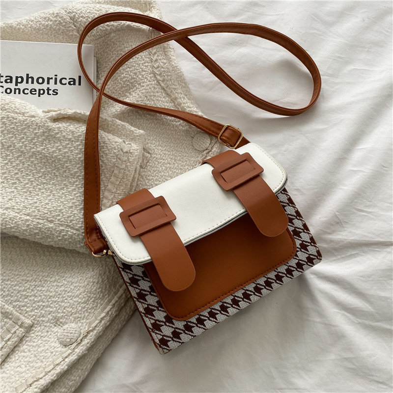 Korean Style Fashion Simple Casual Plaid One-shoulder Messenger Small Square Bag - Image 4